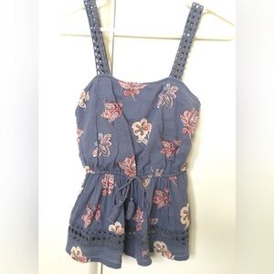 ❣️sold ❣️ Abercrombie & Fitch Tank Top Women Size XS Blue Floral Sleeveless Lace